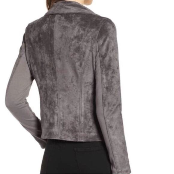 Blank NYC Gray moto Teddy Jacket suede plush coat size medium - Picture 3 of 12